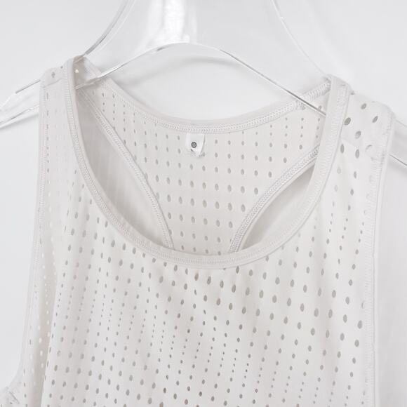 Athleta A Game Black Tank Top Size XL Racerback Perforated Sleeveless White - Picture 6 of 10